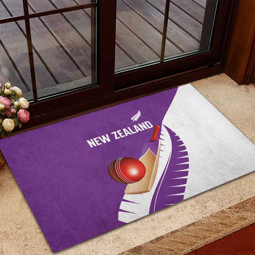 New Zealand Cricket Rubber Doormat Kiwi Birds Haka Dance Purple Fern Sporty Style