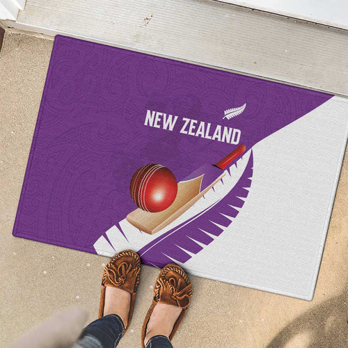 New Zealand Cricket Rubber Doormat Kiwi Birds Haka Dance Purple Fern Sporty Style