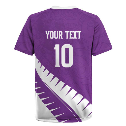 Custom New Zealand Cricket Rugby Jersey Kiwi Birds Haka Dance Purple Fern Sporty Style