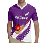 Custom New Zealand Cricket Rugby Jersey Kiwi Birds Haka Dance Purple Fern Sporty Style