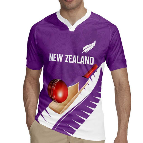 Custom New Zealand Cricket Rugby Jersey Kiwi Birds Haka Dance Purple Fern Sporty Style