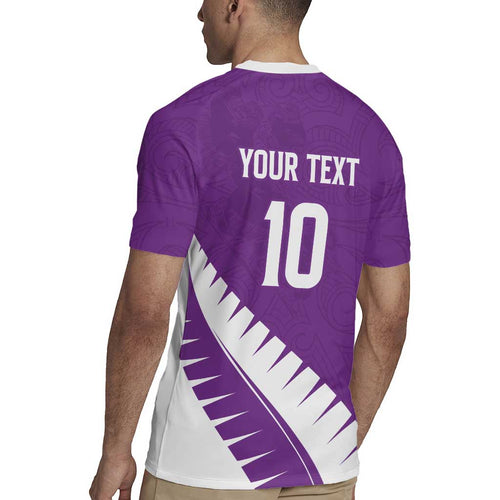 Custom New Zealand Cricket Rugby Jersey Kiwi Birds Haka Dance Purple Fern Sporty Style
