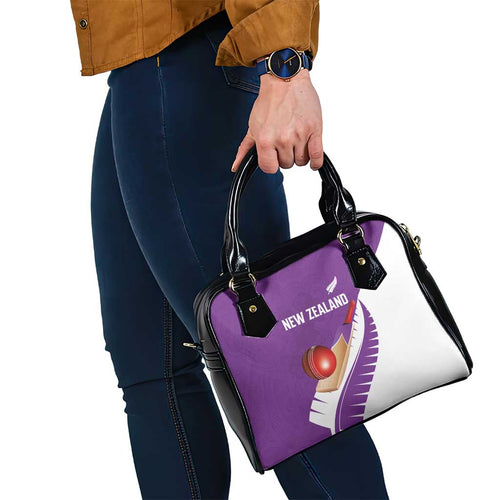 New Zealand Cricket Shoulder Handbag Kiwi Birds Haka Dance Purple Fern Sporty Style