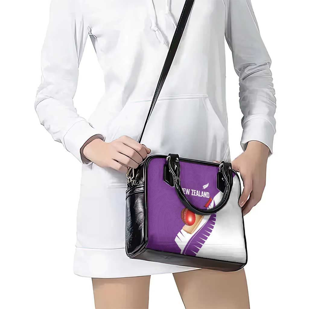 New Zealand Cricket Shoulder Handbag Kiwi Birds Haka Dance Purple Fern Sporty Style