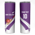 Custom New Zealand Cricket Skinny Tumbler Kiwi Birds Haka Dance Purple Fern Sporty Style