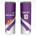 Custom New Zealand Cricket Skinny Tumbler Kiwi Birds Haka Dance Purple Fern Sporty Style