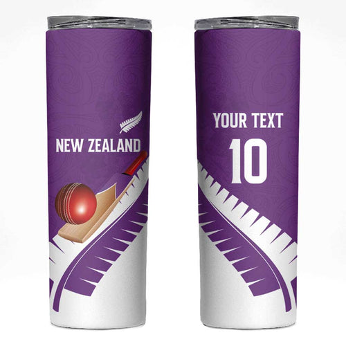 Custom New Zealand Cricket Skinny Tumbler Kiwi Birds Haka Dance Purple Fern Sporty Style