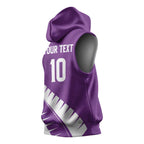 Custom New Zealand Cricket Sleeveless Hoodie Kiwi Birds Haka Dance Purple Fern Sporty Style