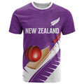 Custom New Zealand Cricket T Shirt Kiwi Birds Haka Dance Purple Fern Sporty Style