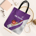 New Zealand Cricket Tote Bag Kiwi Birds Haka Dance Purple Fern Sporty Style
