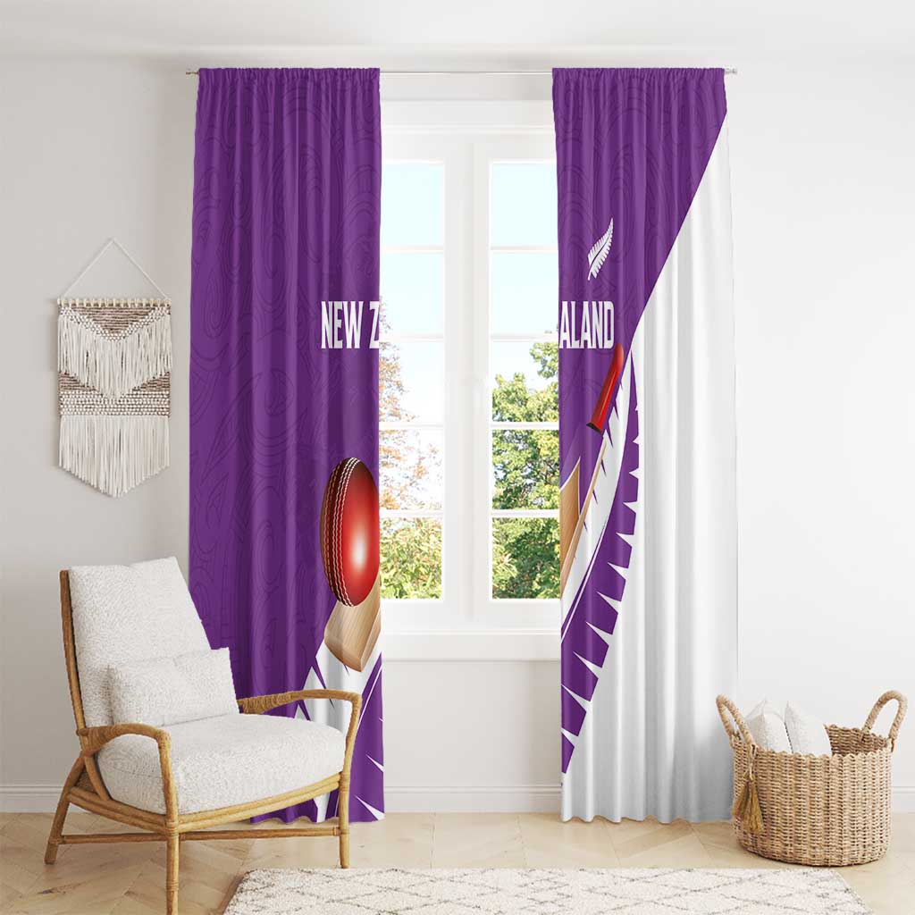 New Zealand Cricket Window Curtain Kiwi Birds Haka Dance Purple Fern Sporty Style
