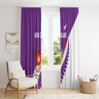 New Zealand Cricket Window Curtain Kiwi Birds Haka Dance Purple Fern Sporty Style