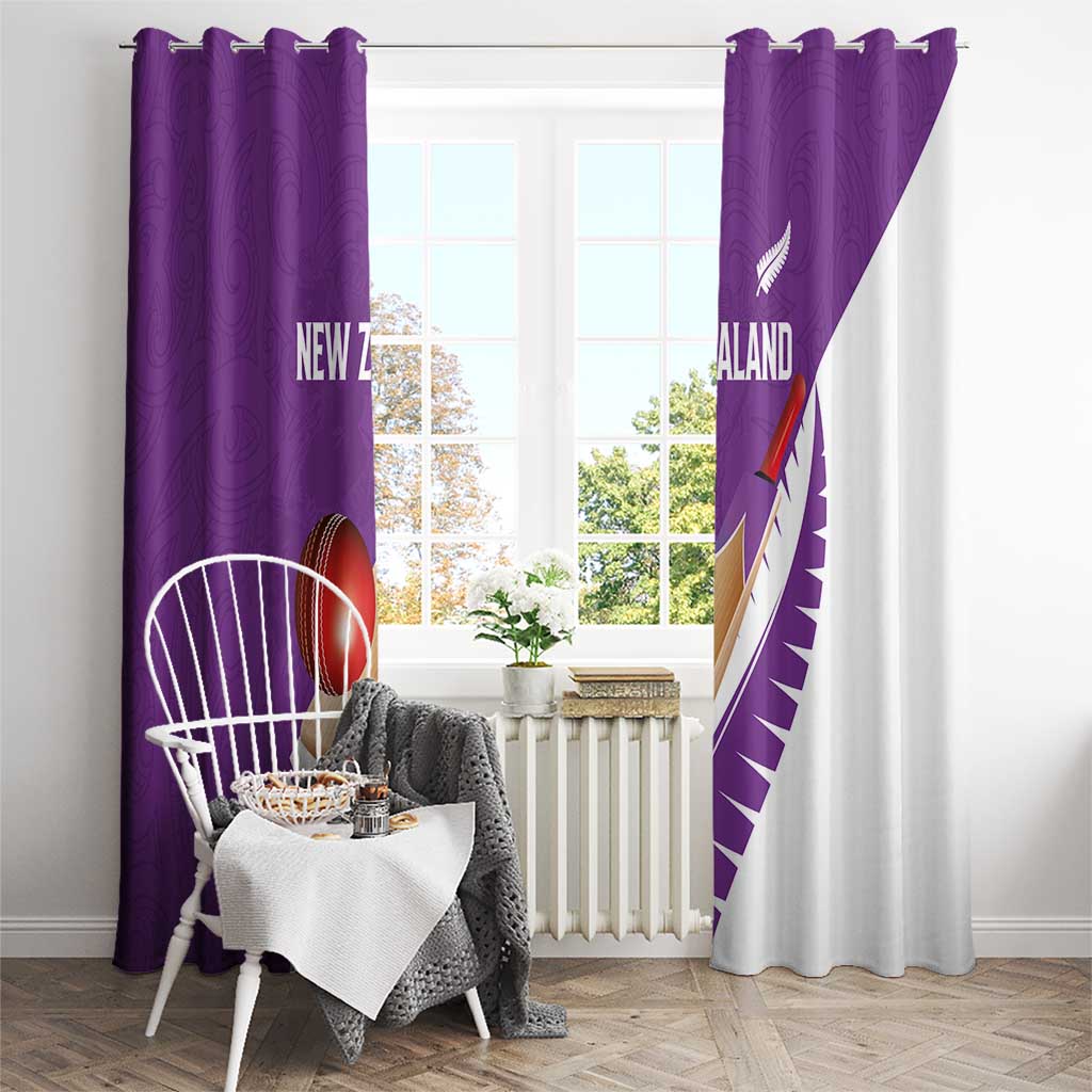 New Zealand Cricket Window Curtain Kiwi Birds Haka Dance Purple Fern Sporty Style