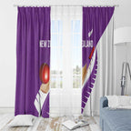 New Zealand Cricket Window Curtain Kiwi Birds Haka Dance Purple Fern Sporty Style