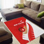New Zealand Cricket Area Rug Kiwi Birds Haka Dance Red Fern Sporty Style