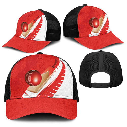 New Zealand Cricket Baseball Net Cap Kiwi Birds Haka Dance Red Fern Sporty Style