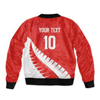 Custom New Zealand Cricket Bomber Jacket Kiwi Birds Haka Dance Red Fern Sporty Style