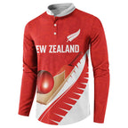 Custom New Zealand Cricket Button Sweatshirt Kiwi Birds Haka Dance Red Fern Sporty Style