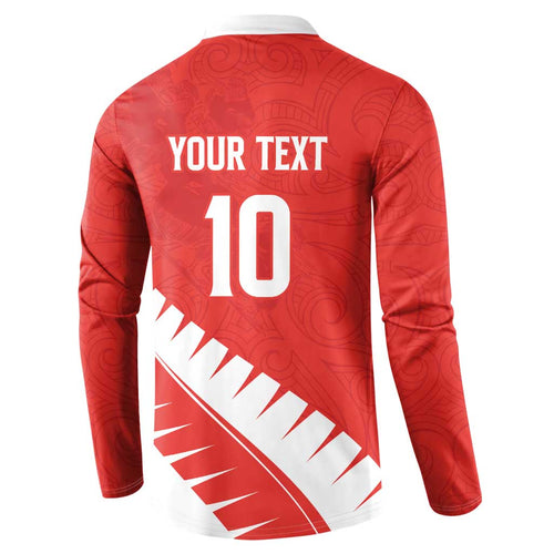 Custom New Zealand Cricket Button Sweatshirt Kiwi Birds Haka Dance Red Fern Sporty Style