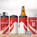 Custom New Zealand Cricket 4 in 1 Can Cooler Tumbler Kiwi Birds Haka Dance Red Fern Sporty Style