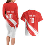 Custom New Zealand Cricket Couples Matching Long Sleeve Bodycon Dress and Hawaiian Shirt Kiwi Birds Haka Dance Red Fern Sporty Style