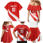 Custom New Zealand Cricket Family Matching Mermaid Dress and Hawaiian Shirt Kiwi Birds Haka Dance Red Fern Sporty Style