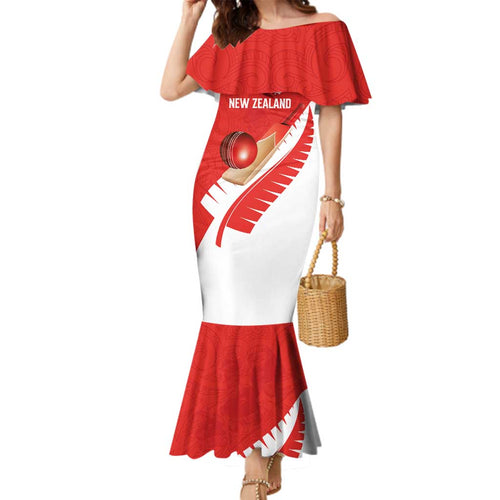 Custom New Zealand Cricket Family Matching Mermaid Dress and Hawaiian Shirt Kiwi Birds Haka Dance Red Fern Sporty Style