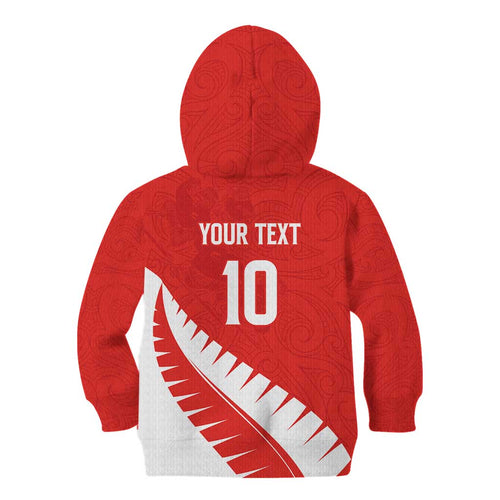Custom New Zealand Cricket Kid Hoodie Kiwi Birds Haka Dance Red Fern Sporty Style