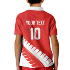 Custom New Zealand Cricket Kid Polo Shirt Kiwi Birds Haka Dance Red Fern Sporty Style