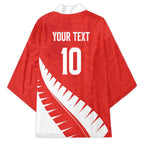 Custom New Zealand Cricket Kimono Kiwi Birds Haka Dance Red Fern Sporty Style