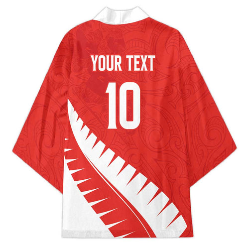 Custom New Zealand Cricket Kimono Kiwi Birds Haka Dance Red Fern Sporty Style