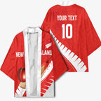 Custom New Zealand Cricket Kimono Kiwi Birds Haka Dance Red Fern Sporty Style
