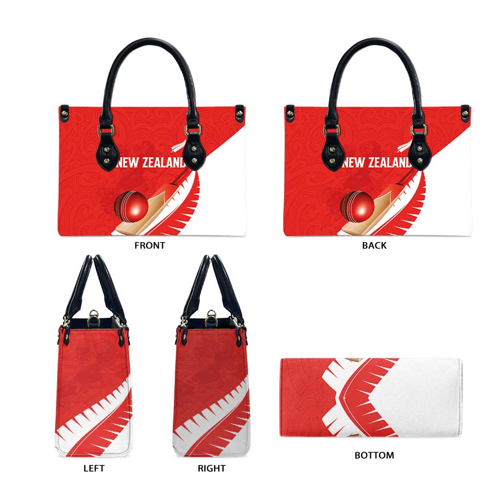 New Zealand Cricket Leather Bag Kiwi Birds Haka Dance Red Fern Sporty Style