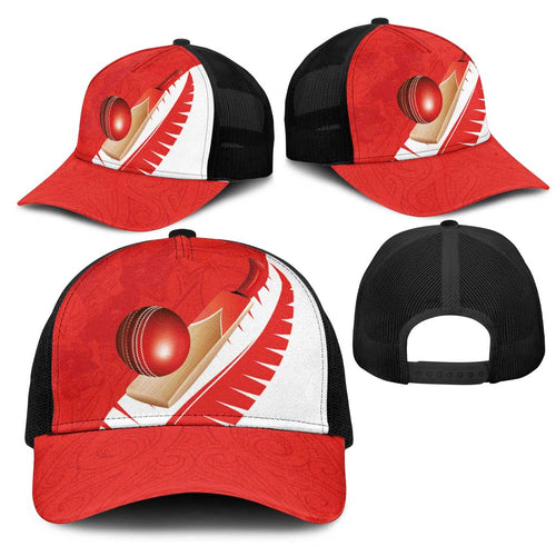 New Zealand Cricket Mesh Trucker Cap Kiwi Birds Haka Dance Red Fern Sporty Style
