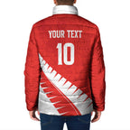 Custom New Zealand Cricket Padded Jacket Kiwi Birds Haka Dance Red Fern Sporty Style