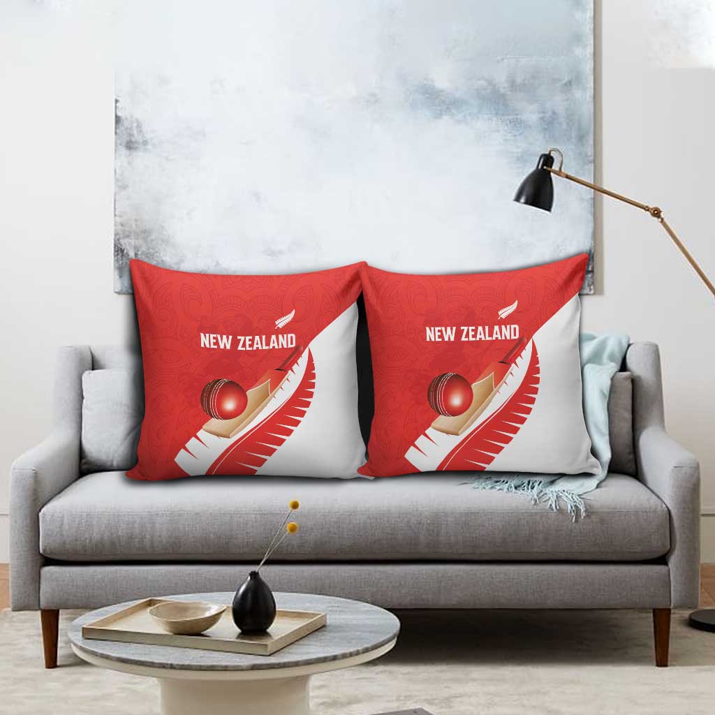 New Zealand Cricket Pillow Cover Kiwi Birds Haka Dance Red Fern Sporty Style