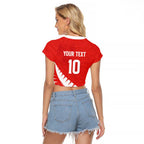 Custom New Zealand Cricket Raglan Cropped T Shirt Kiwi Birds Haka Dance Red Fern Sporty Style