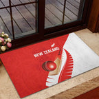 New Zealand Cricket Rubber Doormat Kiwi Birds Haka Dance Red Fern Sporty Style