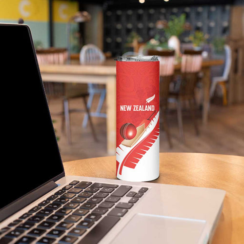 Custom New Zealand Cricket Skinny Tumbler Kiwi Birds Haka Dance Red Fern Sporty Style