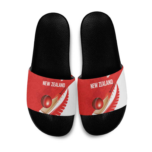 New Zealand Cricket Slide Sandals Kiwi Birds Haka Dance Red Fern Sporty Style