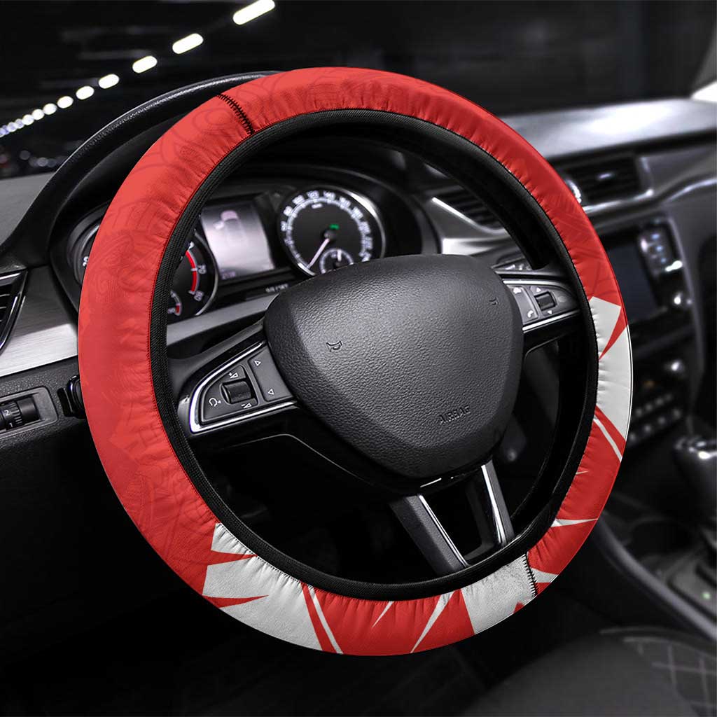 New Zealand Cricket Steering Wheel Cover Kiwi Birds Haka Dance Red Fern Sporty Style