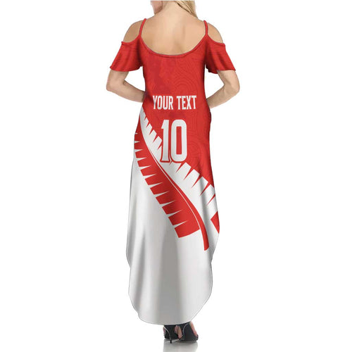 Custom New Zealand Cricket Summer Maxi Dress Kiwi Birds Haka Dance Red Fern Sporty Style