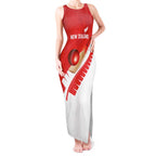 Custom New Zealand Cricket Tank Maxi Dress Kiwi Birds Haka Dance Red Fern Sporty Style