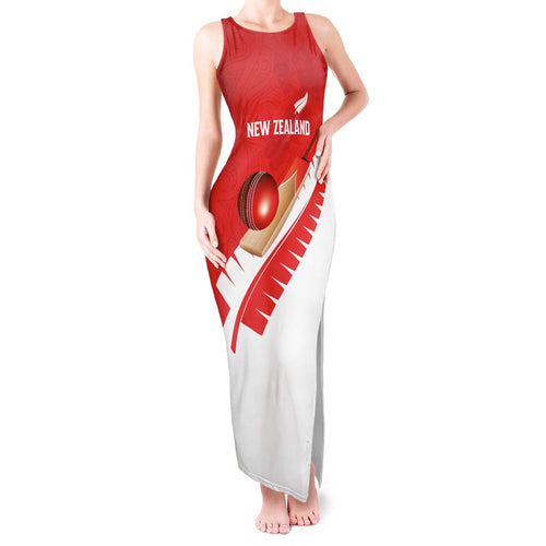 Custom New Zealand Cricket Tank Maxi Dress Kiwi Birds Haka Dance Red Fern Sporty Style