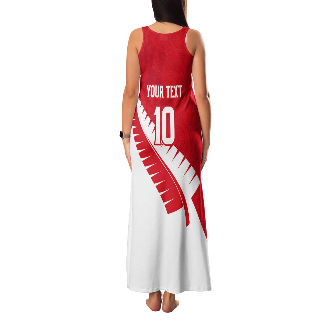 Custom New Zealand Cricket Tank Maxi Dress Kiwi Birds Haka Dance Red Fern Sporty Style