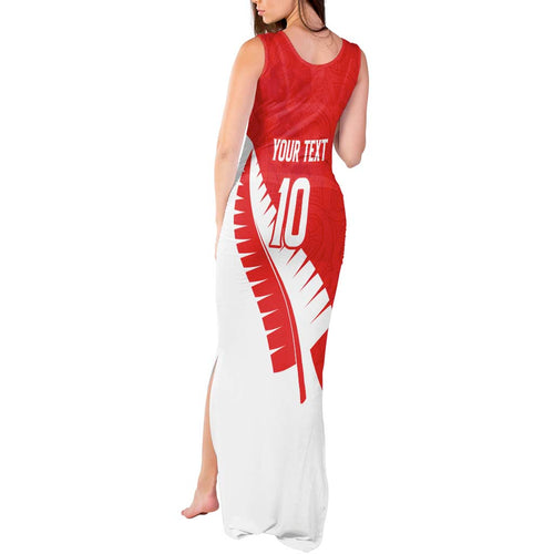 Custom New Zealand Cricket Tank Maxi Dress Kiwi Birds Haka Dance Red Fern Sporty Style