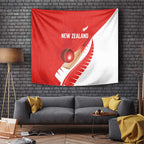 New Zealand Cricket Tapestry Kiwi Birds Haka Dance Red Fern Sporty Style