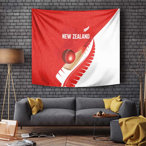 New Zealand Cricket Tapestry Kiwi Birds Haka Dance Red Fern Sporty Style