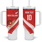 Custom New Zealand Cricket Tumbler With Handle Kiwi Birds Haka Dance Red Fern Sporty Style