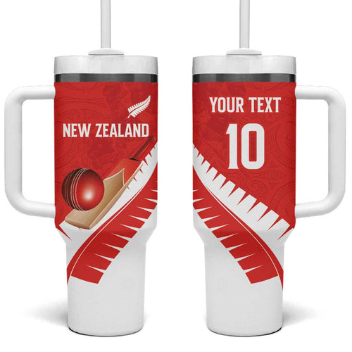 Custom New Zealand Cricket Tumbler With Handle Kiwi Birds Haka Dance Red Fern Sporty Style